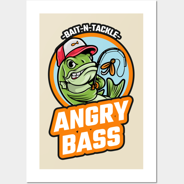 angry bass, bait and tackle Wall Art by GttP